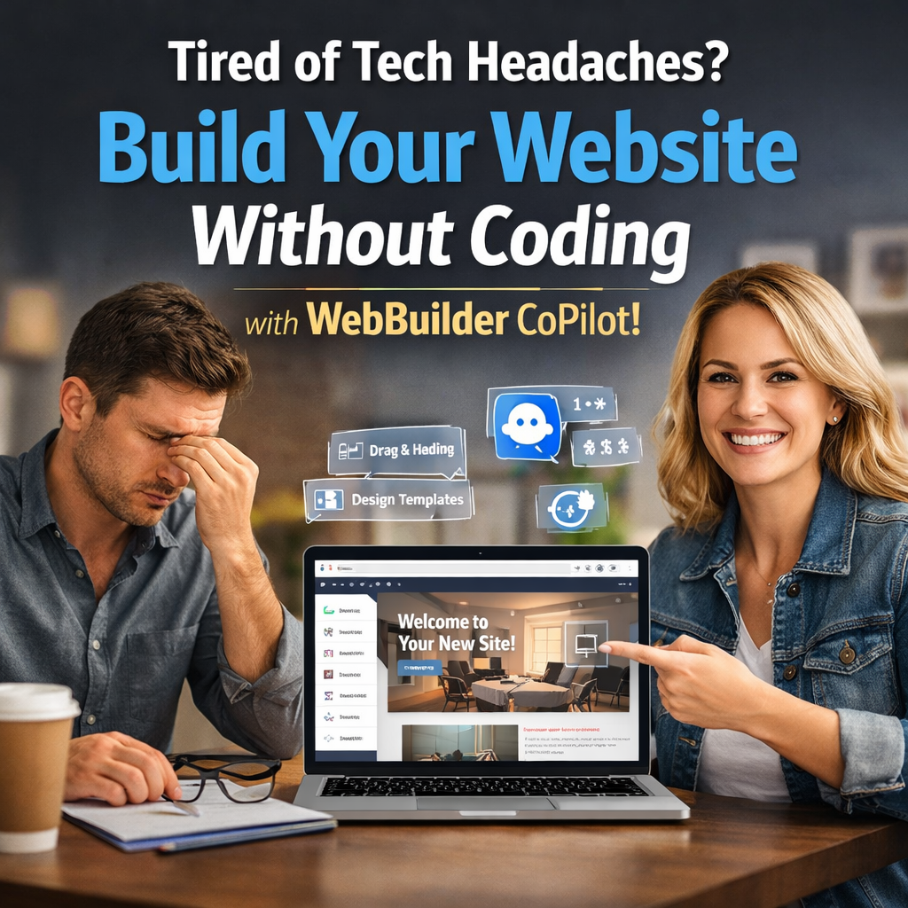 Tired of Tech Headaches? Build Your Website Without Coding with WebBuilder CoPilot!